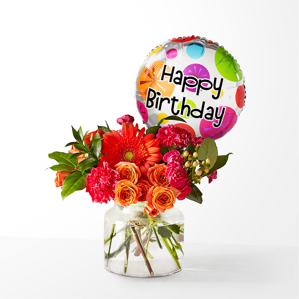 Fiesta Bouquet with Birthday Balloon – A Country Home Floral, Baker City OR