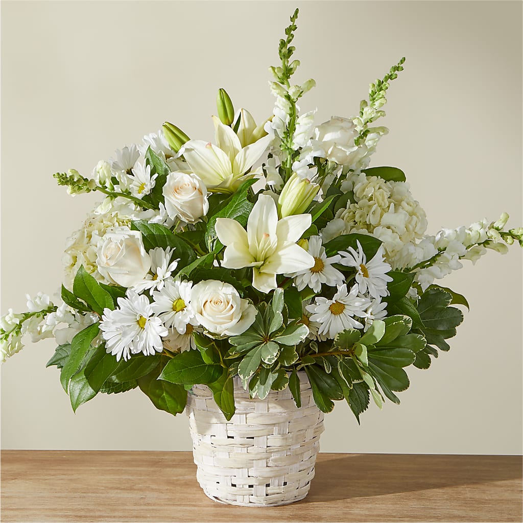 Ivory Elegance Floral Basket – A Country Home Floral, Baker City OR