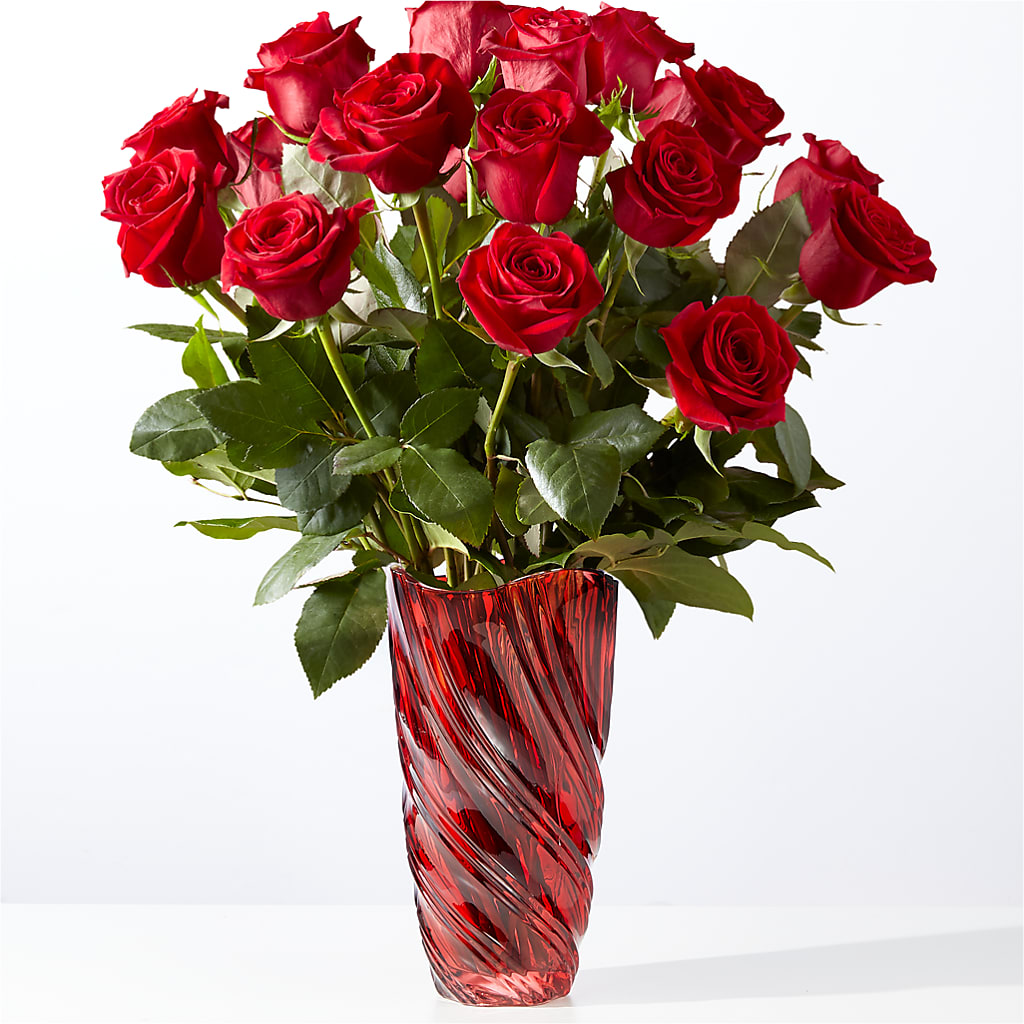 Classic Love Red Rose Bouquet with Luxe Swirl Vase – A Country Home Floral, Baker City OR