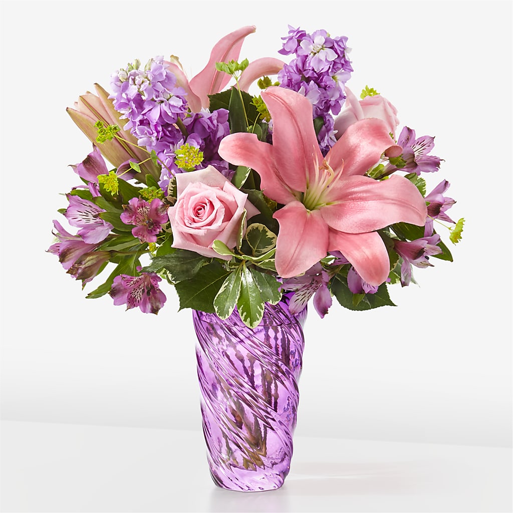Precious Petals Bouquet with Luxe Swirl Vase – A Country Home Floral, Baker City OR