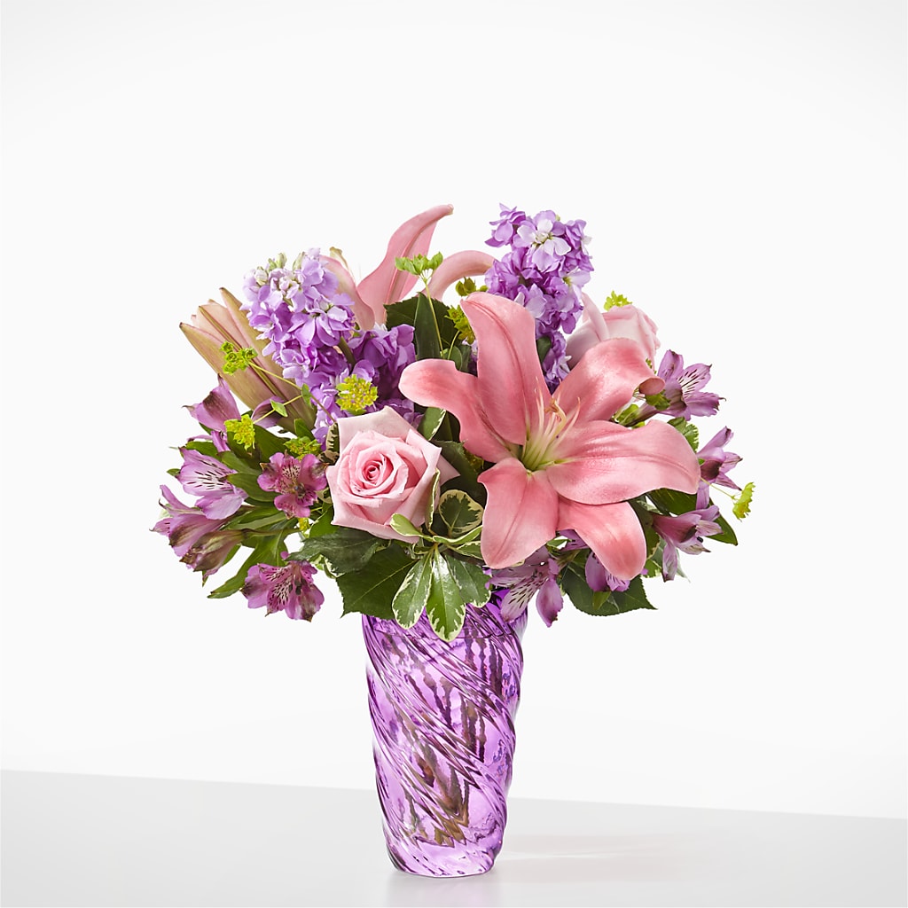Precious Petals Bouquet with Luxe Swirl Vase – A Country Home Floral, Baker City OR