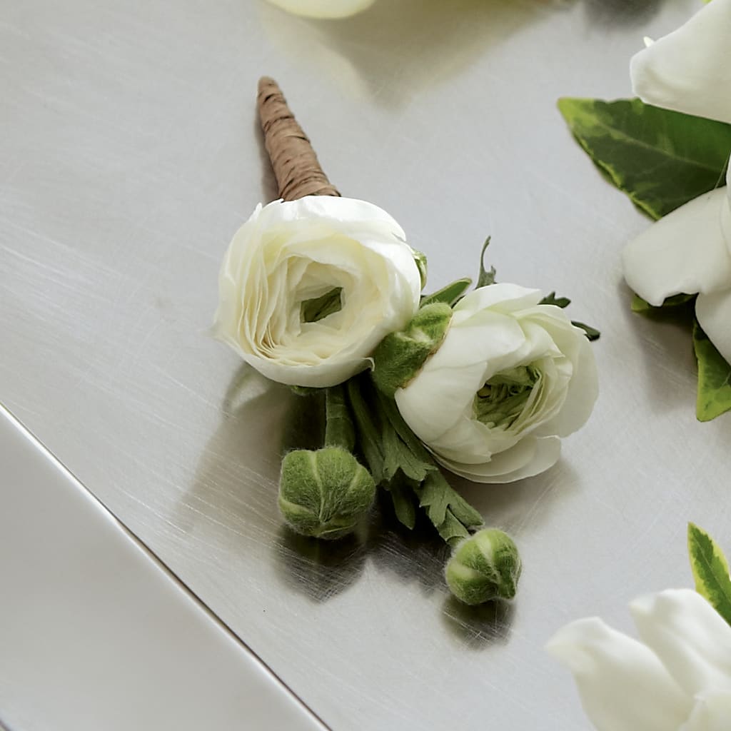 White Ranunculus Boutonniere – A Country Home Floral, Baker City OR