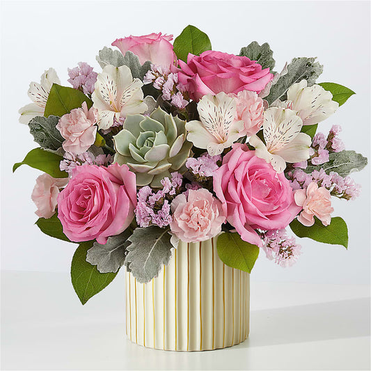 Dusty Rose Bouquet with Ivory Vase –  A Country Home Floral, Baker City OR