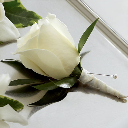 White Rose Boutonniere –  A Country Home Floral, Baker City OR